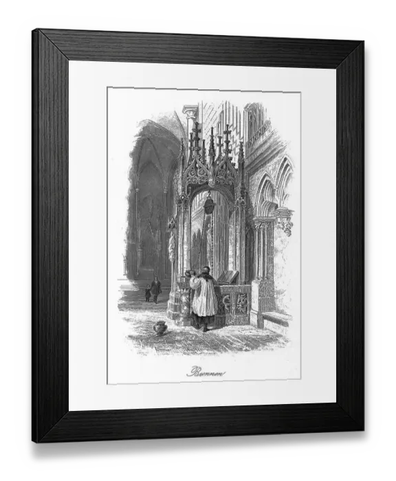 Framed Print : Cathedral, Regensburg, drawing by E Framed Print : Cathedral, Regensburg, drawing by E