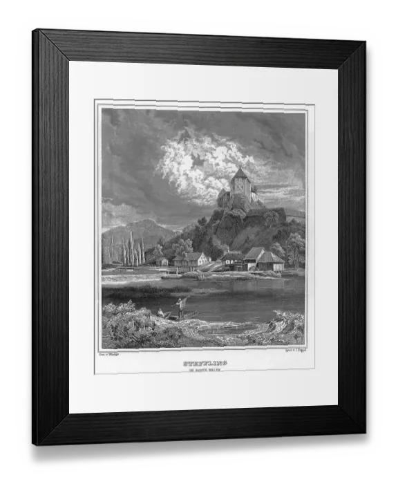 Framed Print : Stefling, Bavarian Forest, drawing by Woehrle Framed Print : Stefling, Bavarian Forest, drawing by Woehrle