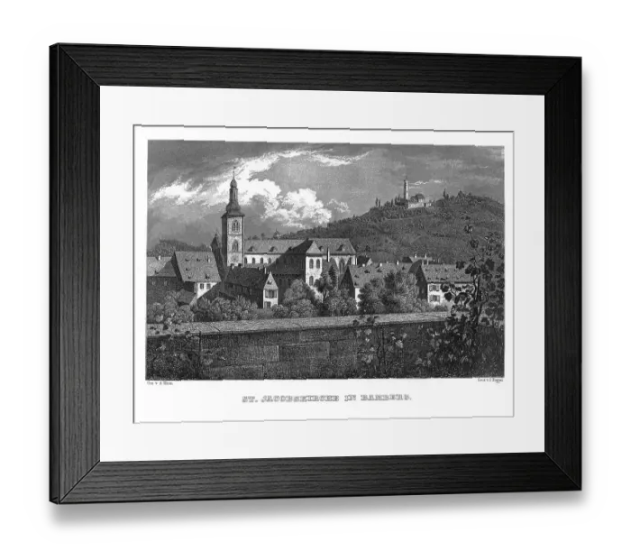 Framed Print : Jakobskirche, Bamberg, drawing by A