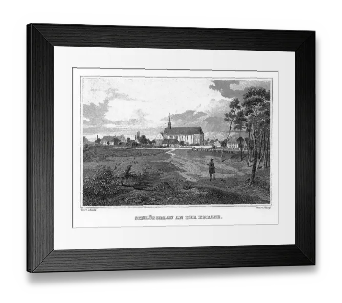 Framed Print : Schluesselau an der Ebrach, drawing by Lebschee