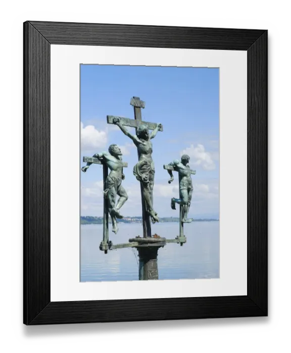 Framed Print : Swedish cross, crucifixion group at the entrance to Mainau Island