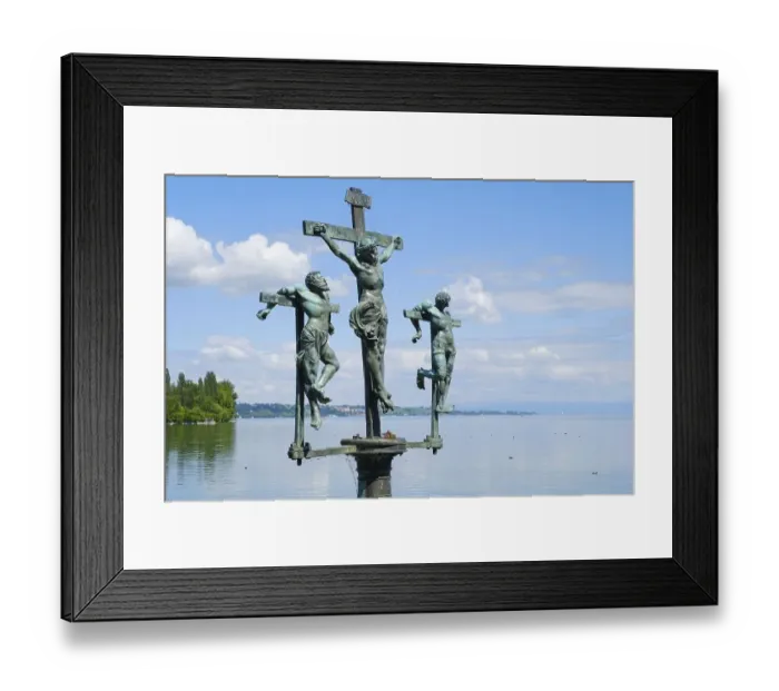 Framed Print : Swedish cross, crucifixion group at the entrance to Mainau Island Framed Print : Swedish cross, crucifixion group at the entrance to Mainau Island