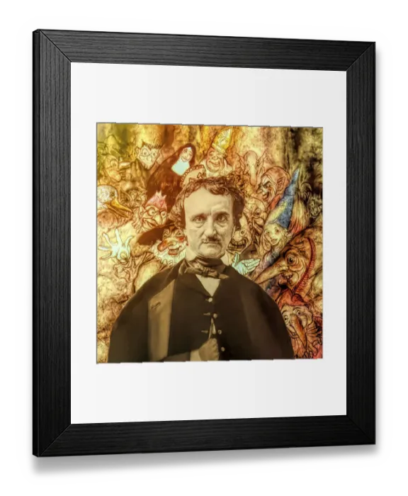 Framed Print : Portrait of Edgar Allan Poe, The Masque of the Red Death Framed Print : Portrait of Edgar Allan Poe, The Masque of the Red Death