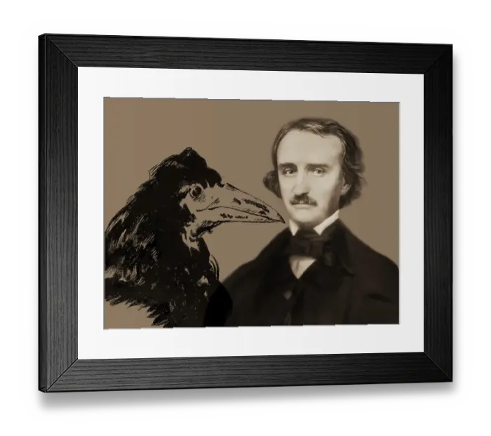 Framed Print : Portrait of Edgar Allan Poe, The Raven Framed Print : Portrait of Edgar Allan Poe, The Raven