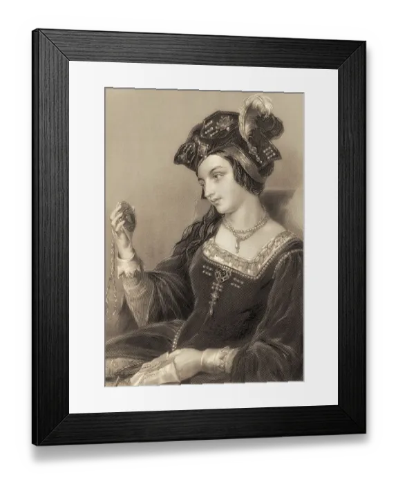 Framed Print : Anne Boleyn, 1501-1536, Queen of England as the second wife of King Henry VIII
