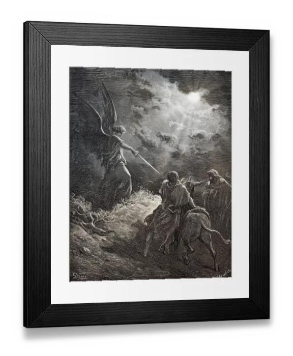 Framed Print : An Angel Appears to Balaam, Balaam's Donkey Framed Print : An Angel Appears to Balaam, Balaam's Donkey
