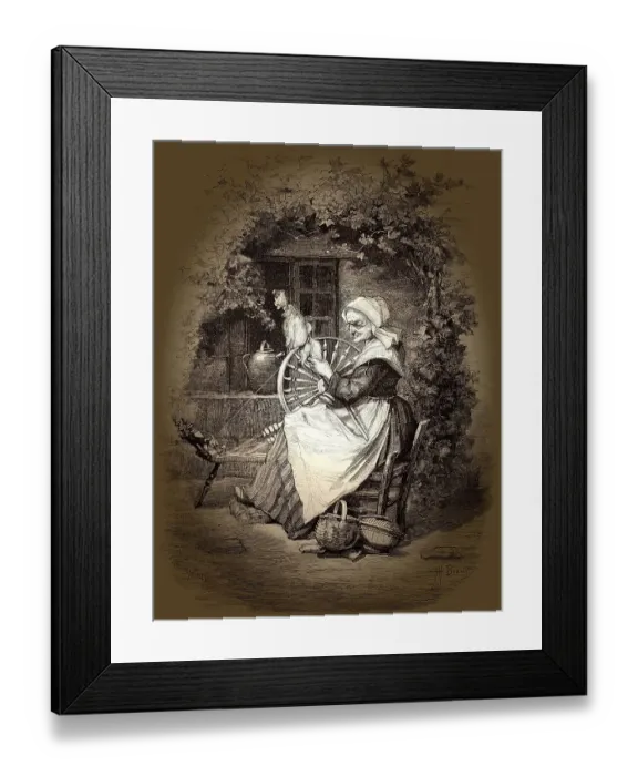 Framed Print : Spinnende Frauen, 19. Jahrhundert Framed Print : Spinnende Frauen, 19. Jahrhundert
