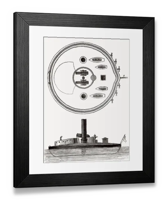 Framed Print : Witse-Admiral Popow, Kriegsschiffsentwurf von Andrej Alexandrowitsch Popow
