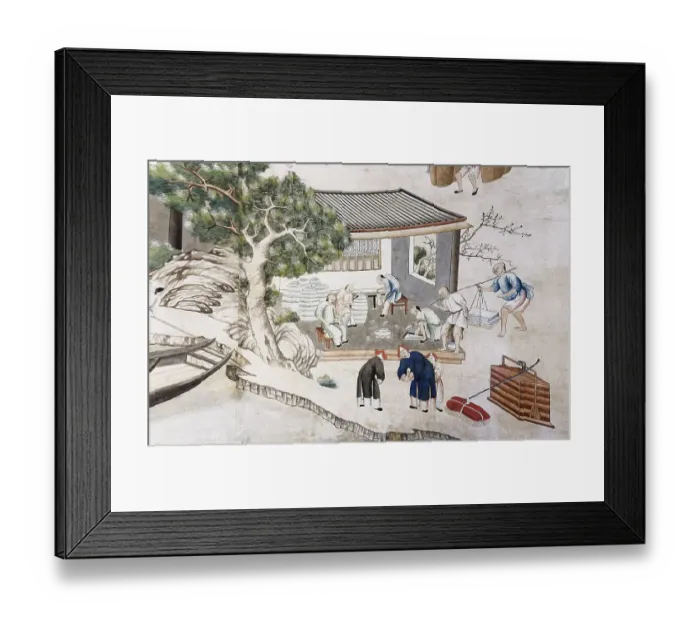Framed Print : Detail of Chinese wallpaper from the artisan life of the Chinese