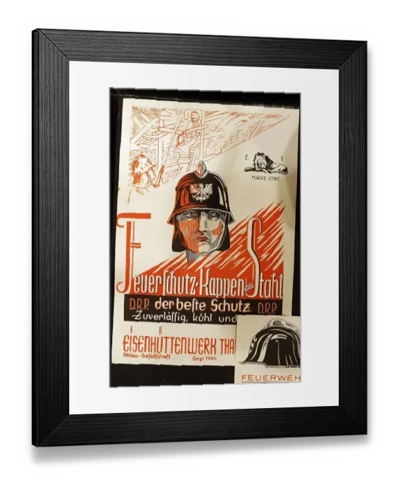Framed Print : Man with historical steel fire helmet Framed Print : Man with historical steel fire helmet