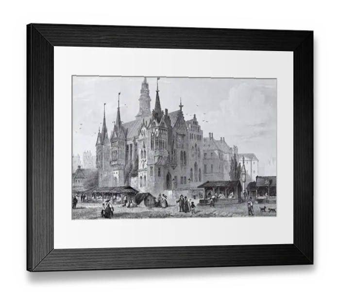 Framed Print : View of WrocNaw, town hall, about 1860
