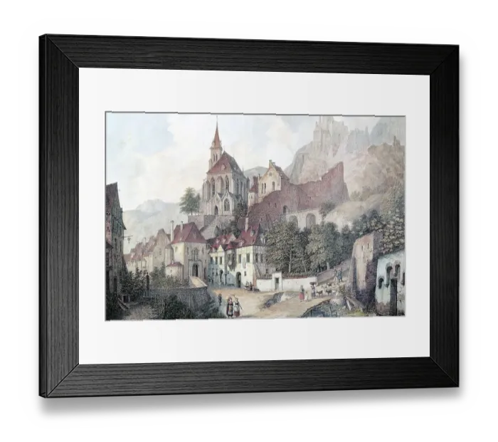 Framed Print : Trarbach on the Moselle river, about 1830 Framed Print : Trarbach on the Moselle river, about 1830