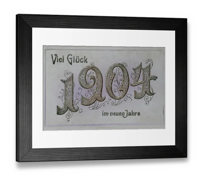 Framed Print : Historic New Year's card with the year 1904 Framed Print : Historic New Year's card with the year 1904