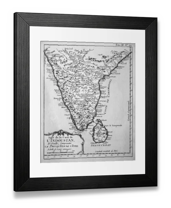 Framed Print : Historical engraving, map of Ceylon and South India Framed Print : Historical engraving, map of Ceylon and South India