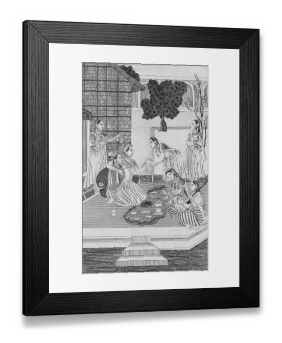 Framed Print : Noble Brahmin couple and their servants