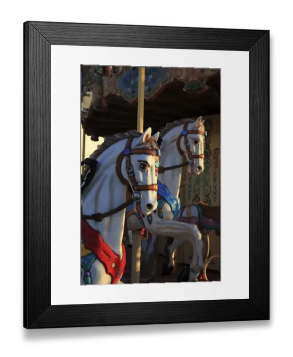 Framed Print : Old traditional carousel, horses on the children's carousel