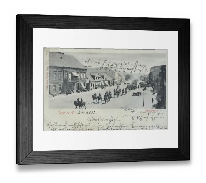 Framed Print : Main street in Lyck, formerly East Prussia