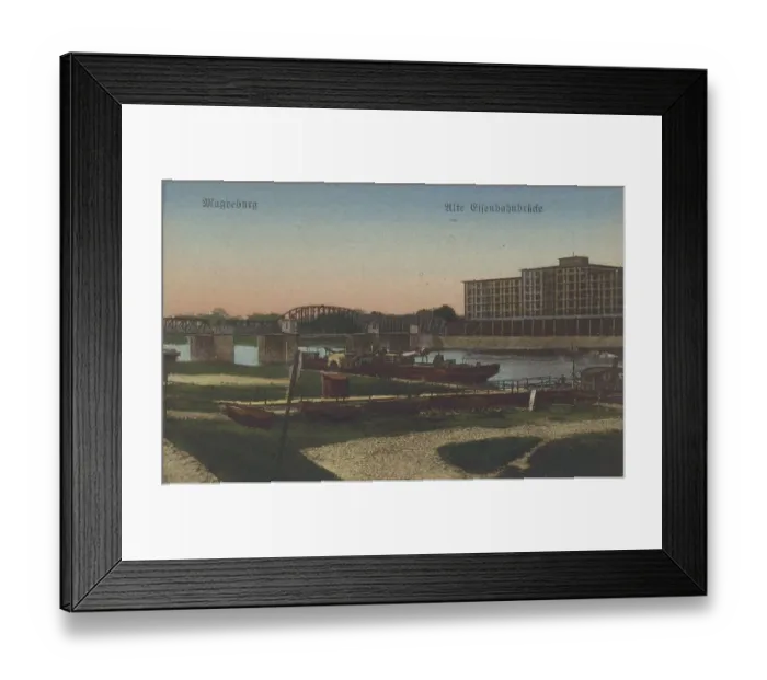 Framed Print : Old railway bridge in Magdeburg