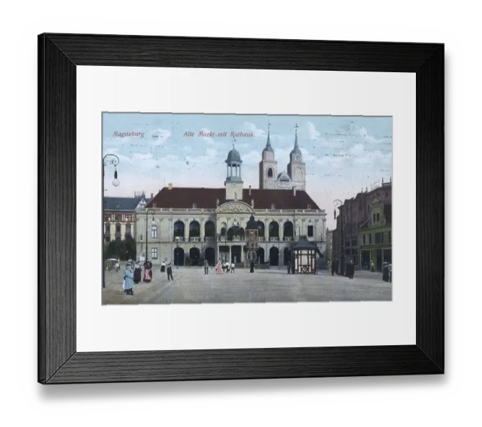 Framed Print : Old market and town hall of Magdeburg