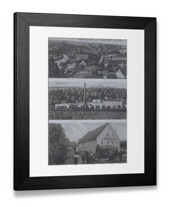 Framed Print : Grunan, Grunau, Oberdorf und Kartonfabrik