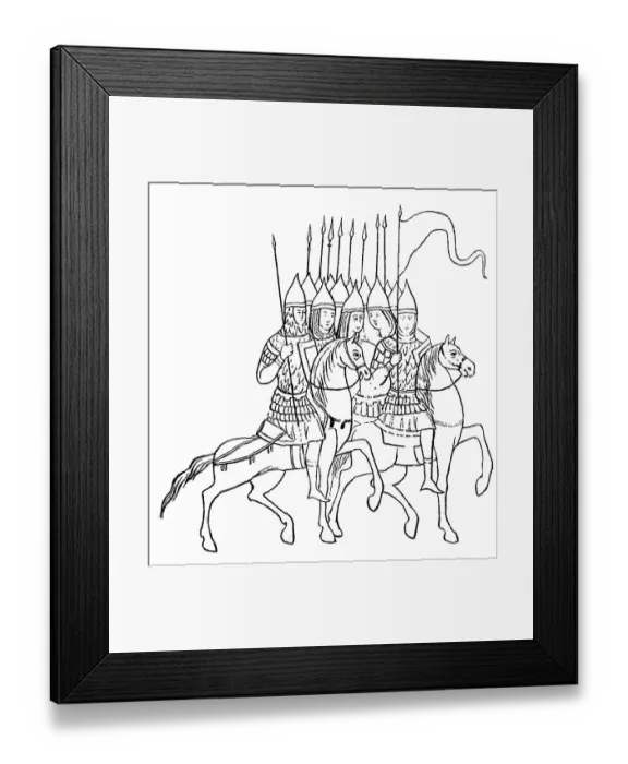 Framed Print : Russian mounted soldiers in the 10th century Framed Print : Russian mounted soldiers in the 10th century