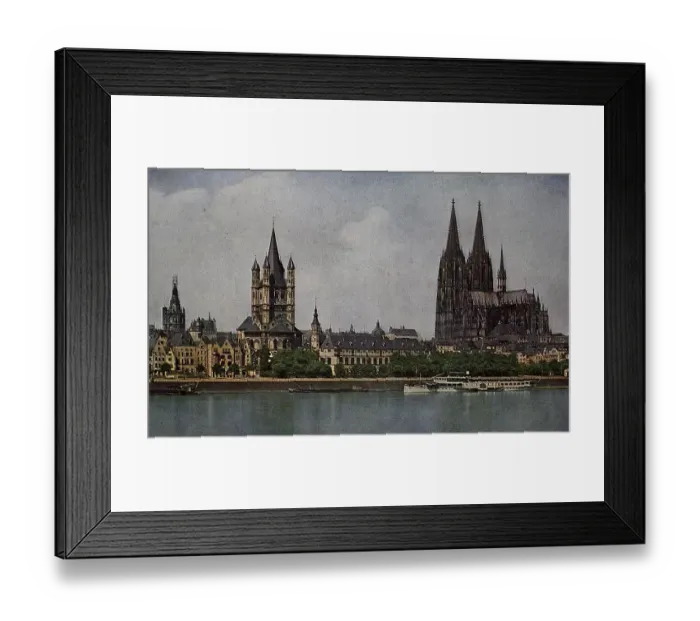 Framed Print : Cologne Cathedral with St. Martin and the Town Hall Tower in 1910