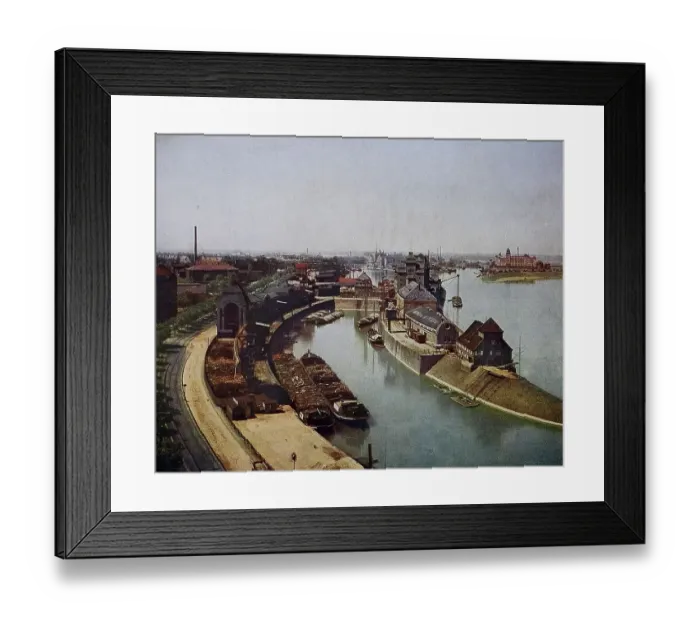 Framed Print : The harbour in Duesseldorf in 1910 Framed Print : The harbour in Duesseldorf in 1910