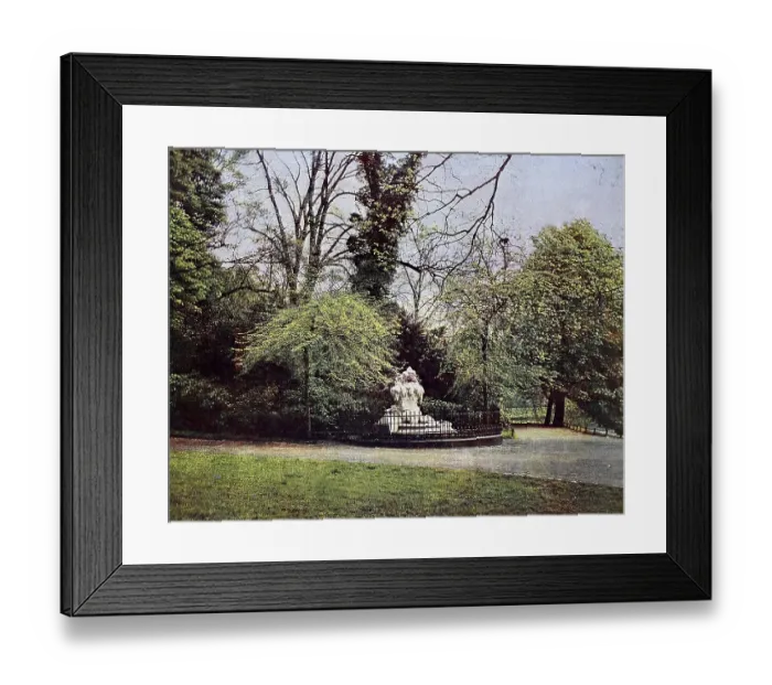 Framed Print : The children's fountain in the courtyard garden of Duesseldorf in 1910