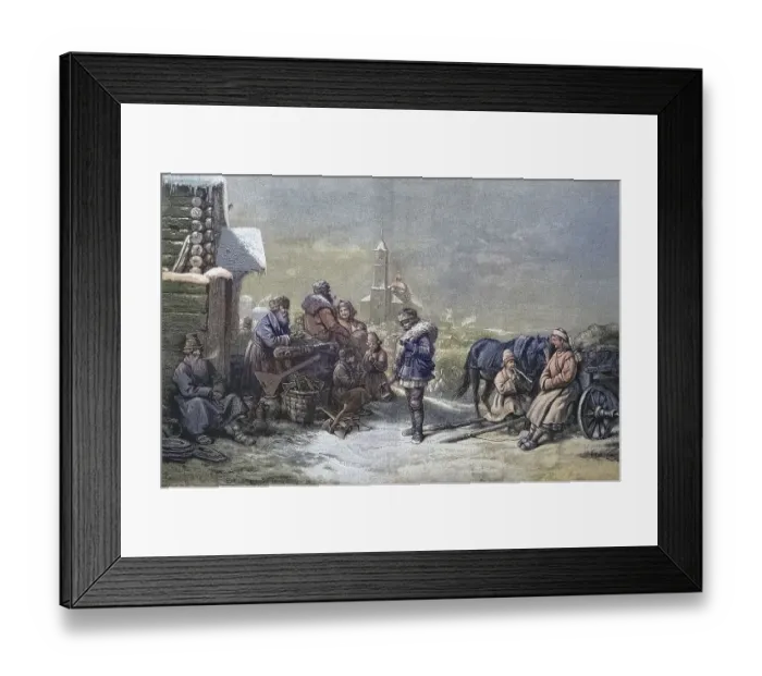 Framed Print : Fair market in Jelna, Russia, in winter Framed Print : Fair market in Jelna, Russia, in winter