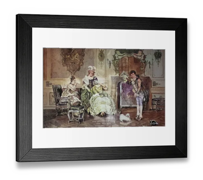 Framed Print : A shy suitor stands with a bouquet of flowers in front of his beloved Framed Print : A shy suitor stands with a bouquet of flowers in front of his beloved
