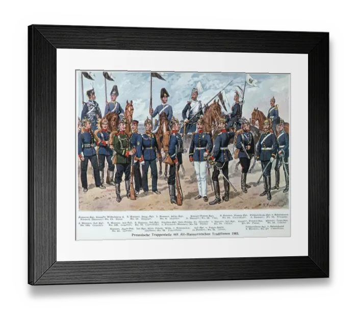 Framed Print : Prussian troop units with old Hanoverian traditions 1903 Framed Print : Prussian troop units with old Hanoverian traditions 1903