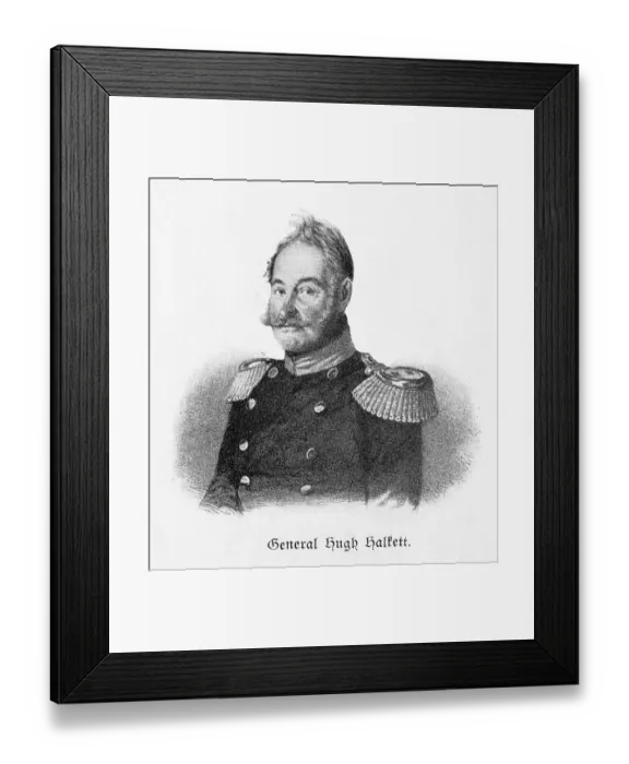 Framed Print : British Hanoverian General Hugh Halkett in uniform with epaulettes in a dignified pose