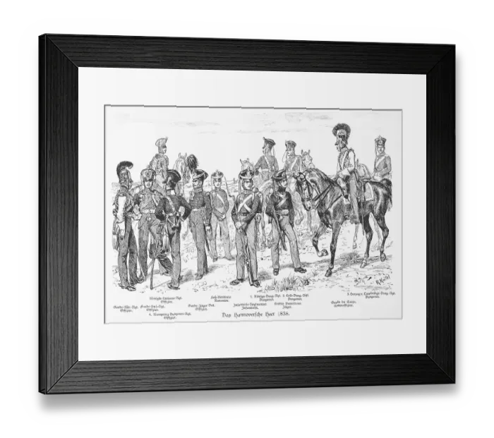 Framed Print : Historical illustration of uniforms around 1838 Framed Print : Historical illustration of uniforms around 1838