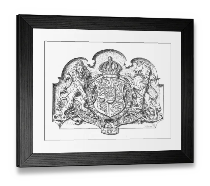 Framed Print : Drawing, Royal coat of arms 1837 Framed Print : Drawing, Royal coat of arms 1837