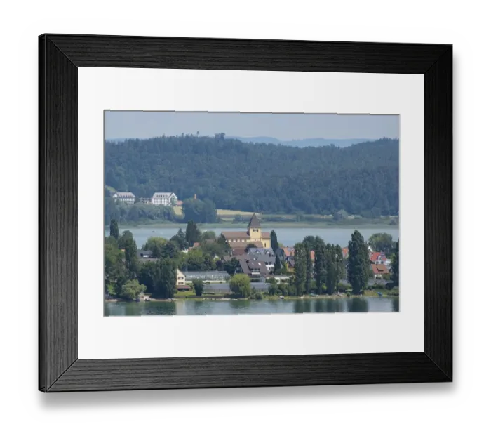 Framed Print : View from Arenenberg to Reichenau Island with St Framed Print : View from Arenenberg to Reichenau Island with St