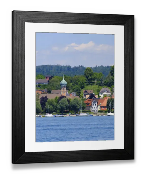 Framed Print : View of the village with St. Nicholas Church