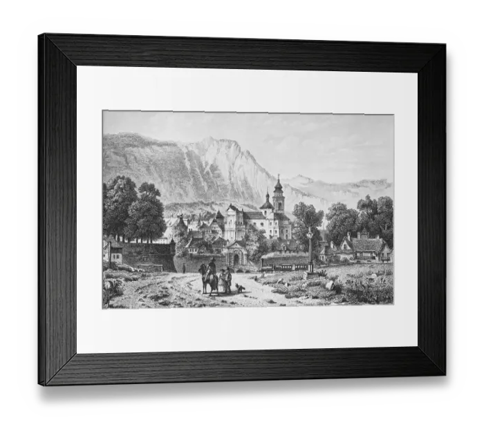 Framed Print : Historic cityscape, lithograph