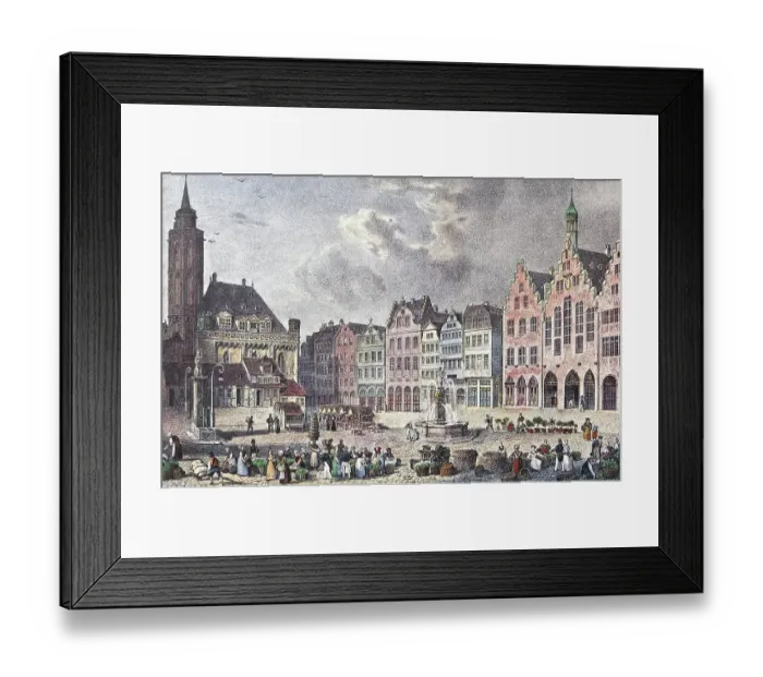 Framed Print : Historic cityscape, lithograph