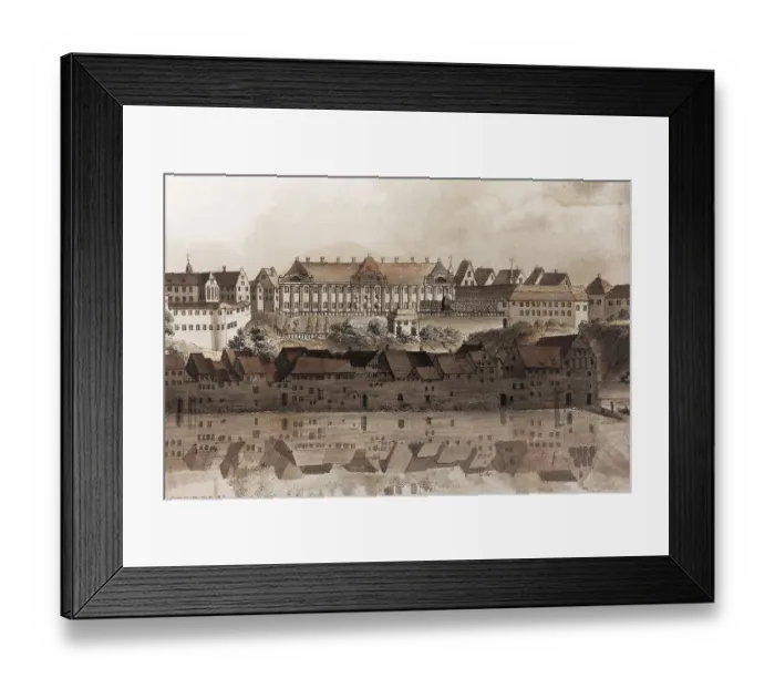 Framed Print : View of the town of Meersburg around 1790 Framed Print : View of the town of Meersburg around 1790