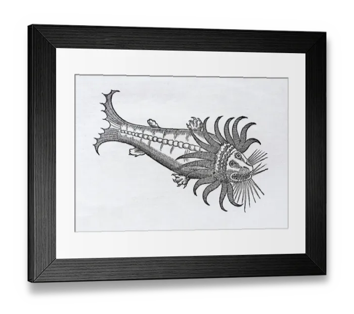 Framed Print : Lake Monster, woodcut by Conrad Gessner