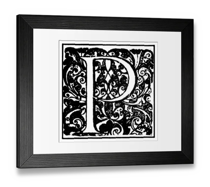 Framed Print : Initial or an initial P, ornamental initial letter