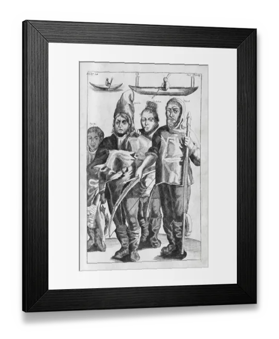Framed Print : Greenlanders, copperplate engraving from Museum Museorum