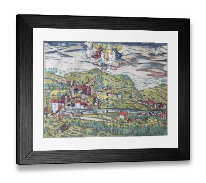 Framed Print : Ober Baden, hand-coloured woodcut by Sebastian Muenster from the Cosmographia Universalis Framed Print : Ober Baden, hand-coloured woodcut by Sebastian Muenster from the Cosmographia Universalis