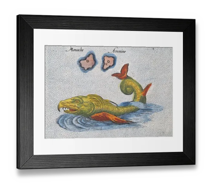 Framed Print : Sea monster, detail from: Sri Lanka as the mythical island of Taprobana Framed Print : Sea monster, detail from: Sri Lanka as the mythical island of Taprobana