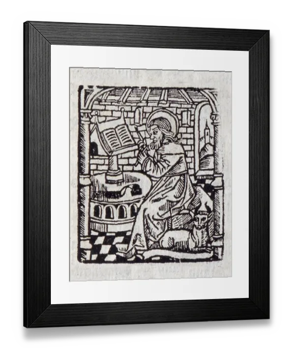 Framed Print : Illustration of a scribe from William Tyndale's 1538 New Testament Framed Print : Illustration of a scribe from William Tyndale's 1538 New Testament