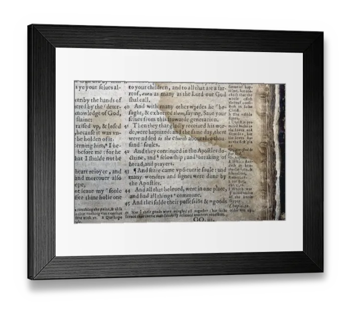 Framed Print : Text of Acts 2:41-47 from the 1560 Geneva Bible English translation