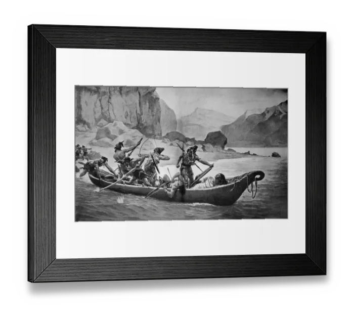 Framed Print : Kidnapping of woman by the Indians in North America
