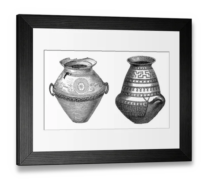 Framed Print : Urns, digitally restored reproduction of a 19th century original Framed Print : Urns, digitally restored reproduction of a 19th century original