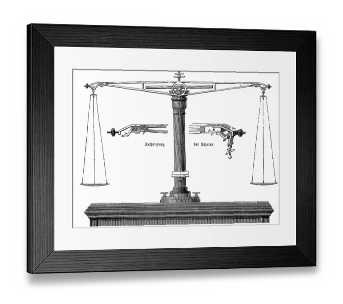 Framed Print : Chemical balance, digitally restored reproduction of an original from the 19th century Framed Print : Chemical balance, digitally restored reproduction of an original from the 19th century