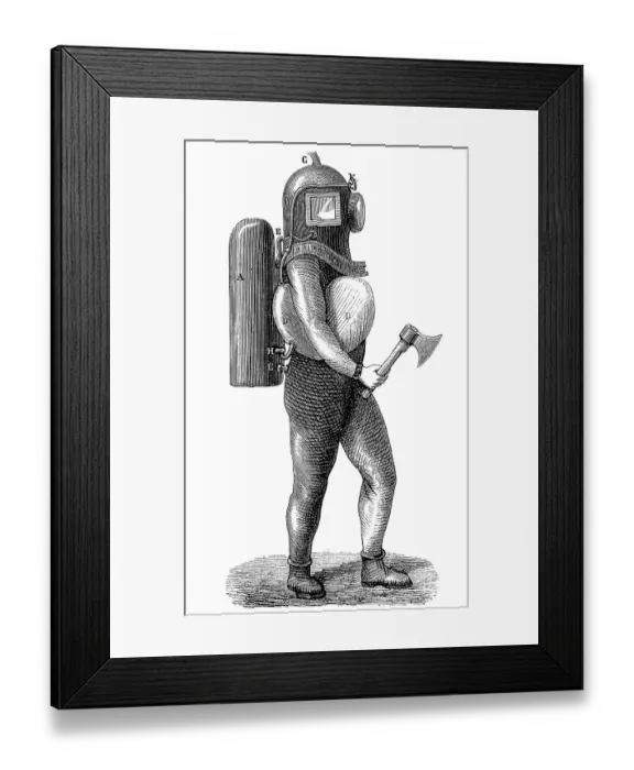 Framed Print : American diving equipment from 1880 Framed Print : American diving equipment from 1880